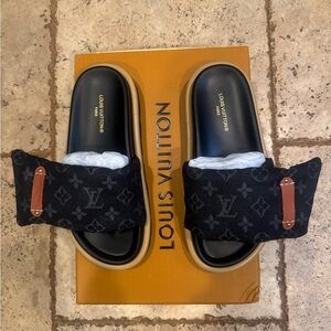 Louis Vuitton Black Monogram Slides